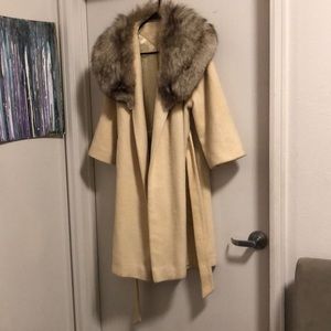 Real Fur Collar Vintage Wool Jacket